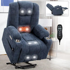 Fauteuil inclinable Power Lift avec massage et chauffage, fauteuil inclinable large surdimensionné avec ports USB, Type C et 2 porte-gobelets en acier