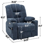 Fauteuil inclinable Power Lift avec massage et chauffage, fauteuil inclinable large surdimensionné avec ports USB, Type C et 2 porte-gobelets en acier