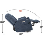 Fauteuil inclinable Power Lift avec massage et chauffage, fauteuil inclinable large surdimensionné avec ports USB, Type C et 2 porte-gobelets en acier
