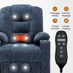 Fauteuil inclinable Power Lift avec massage et chauffage, fauteuil inclinable large surdimensionné avec ports USB, Type C et 2 porte-gobelets en acier