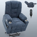 Fauteuil inclinable Power Lift avec massage et chauffage, fauteuil inclinable large surdimensionné avec ports USB, Type C et 2 porte-gobelets en acier