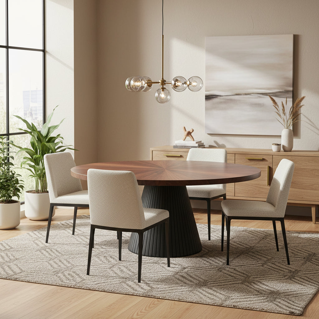 Table basse ovale moderne marron et noire