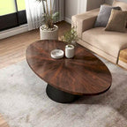 Table basse ovale moderne marron et noire