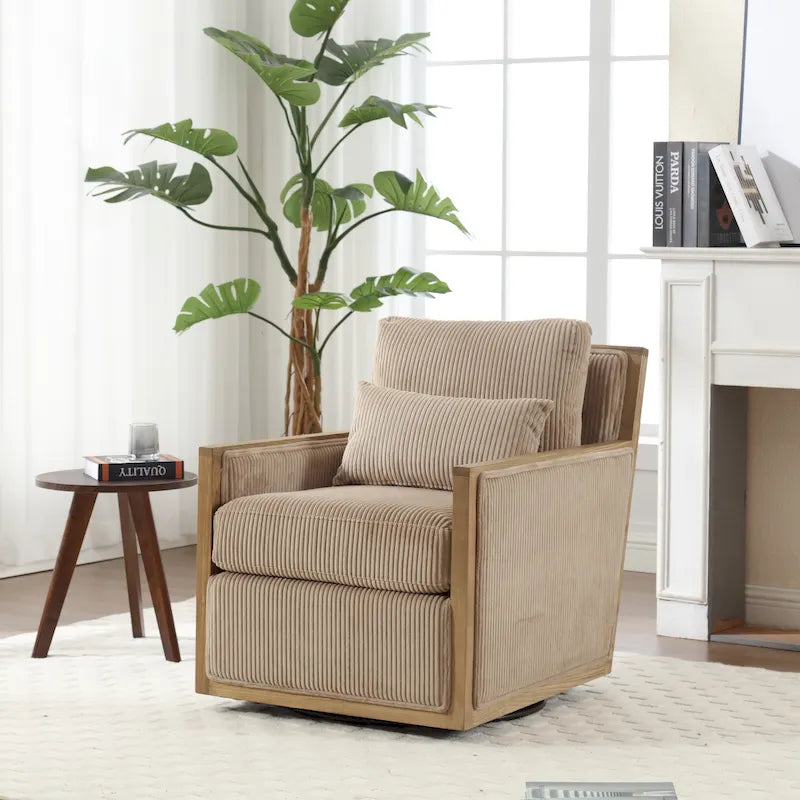 Fauteuil pivotant 26.77 avec cadre en bois dur