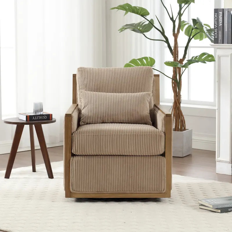 Fauteuil pivotant 26.77 avec cadre en bois dur