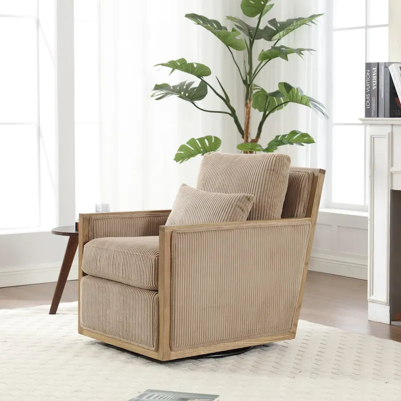 Fauteuil pivotant 26.77 avec cadre en bois dur
