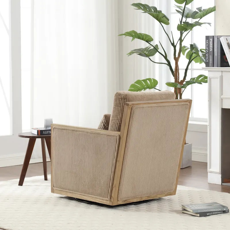 Fauteuil pivotant 26.77 avec cadre en bois dur