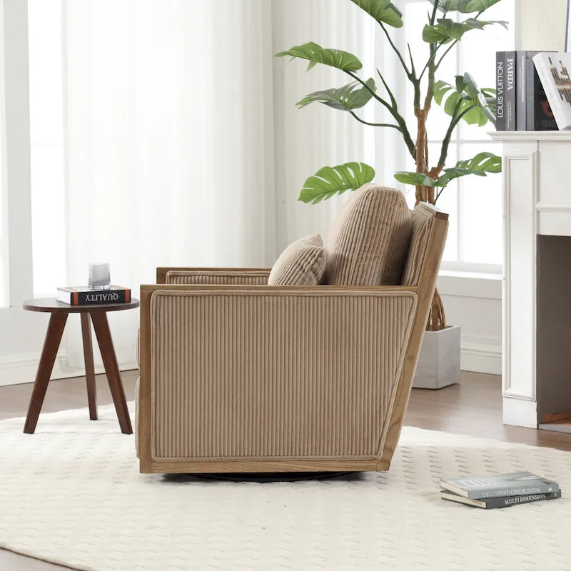 Fauteuil pivotant 26.77 avec cadre en bois dur