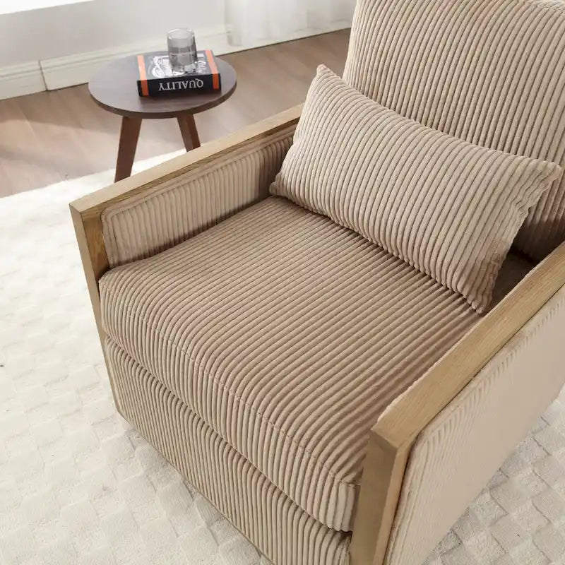 Fauteuil pivotant 26.77 avec cadre en bois dur