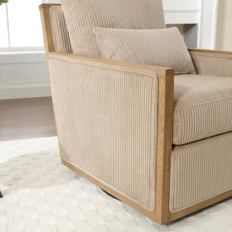 Fauteuil pivotant 26.77 avec cadre en bois dur
