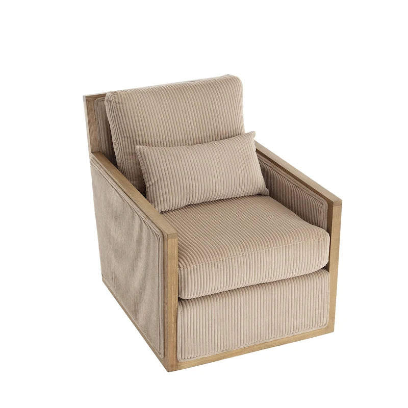 Fauteuil pivotant 26.77 avec cadre en bois dur