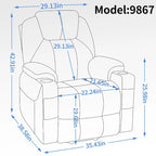 Fauteuil inclinable électrique bleu avec massage 8 points, soutien lombaire chauffant, deux ports USB et porte-gobelets en acier inoxydable