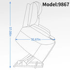 Fauteuil inclinable électrique bleu avec massage 8 points, soutien lombaire chauffant, deux ports USB et porte-gobelets en acier inoxydable