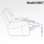 Fauteuil inclinable électrique bleu avec massage 8 points, soutien lombaire chauffant, deux ports USB et porte-gobelets en acier inoxydable
