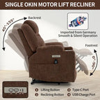 Fauteuil inclinable électrique bleu avec massage 8 points, soutien lombaire chauffant, deux ports USB et porte-gobelets en acier inoxydable