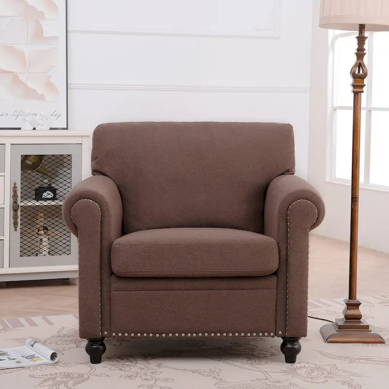 Fauteuil d'appoint marron 37,4 po avec clous décoratifs