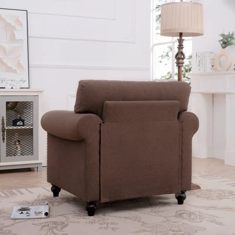 Fauteuil d'appoint marron 37,4 po avec clous décoratifs