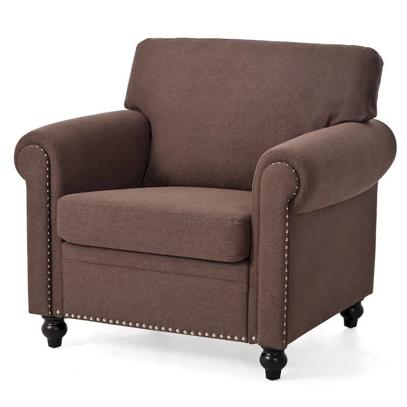 Fauteuil d'appoint marron 37,4 po avec clous décoratifs