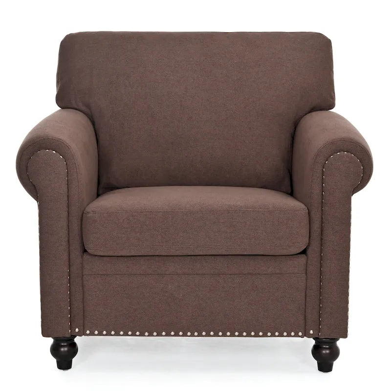Fauteuil d'appoint marron 37,4 po avec clous décoratifs