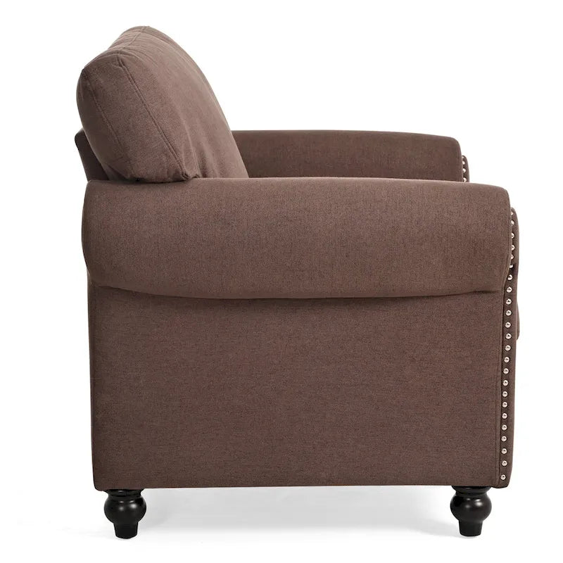 Fauteuil d'appoint marron 37,4 po avec clous décoratifs