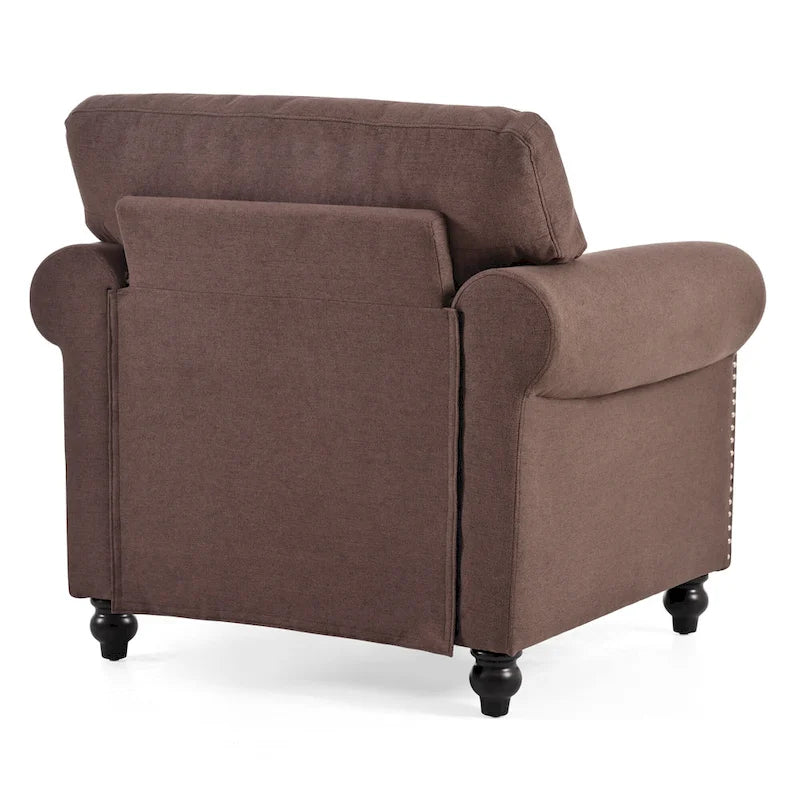 Fauteuil d'appoint marron 37,4 po avec clous décoratifs