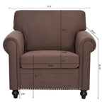 Fauteuil d'appoint marron 37,4 po avec clous décoratifs