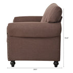 Fauteuil d'appoint marron 37,4 po avec clous décoratifs