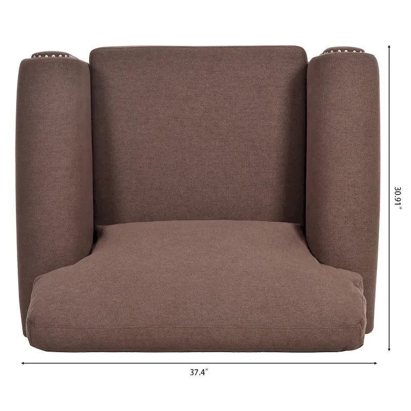 Fauteuil d'appoint marron 37,4 po avec clous décoratifs