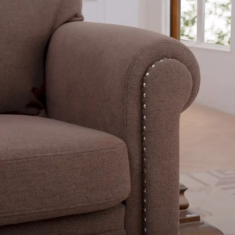 Fauteuil d'appoint marron 37,4 po avec clous décoratifs