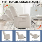 Fauteuil inclinable, pivotant et à bascule électrique avec soutien lombaire et cervical, ports de chargement USB et USB-C