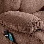 Fauteuil inclinable électrique bleu avec chauffage, massage, options d'inclinaison infinies, ports USB et poches latérales