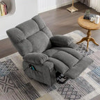 Fauteuil inclinable électrique bleu avec chauffage, massage, options d'inclinaison infinies, ports USB et poches latérales