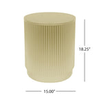 Table d'appoint ronde moderne avec rayures verticales et structure en fer pour salon ou chambre à coucher (15)