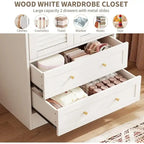 Armoire penderie avec 2 portes à persiennes, tringles à vêtements et 2 tiroirs
