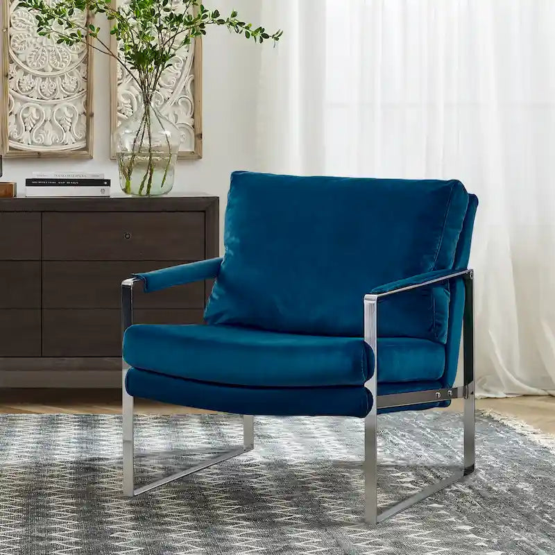 Fauteuil rembourré en similicuir PU moderne avec cadre en acier