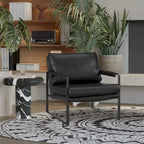 Fauteuil rembourré en similicuir PU moderne avec cadre en acier