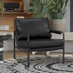 Fauteuil rembourré en similicuir PU moderne avec cadre en acier