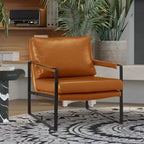 Fauteuil rembourré en similicuir PU moderne avec cadre en acier