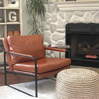 Fauteuil rembourré en similicuir PU moderne avec cadre en acier