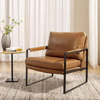 Fauteuil rembourré en similicuir PU moderne avec cadre en acier