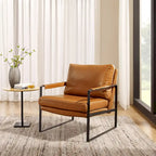 Fauteuil rembourré en similicuir PU moderne avec cadre en acier