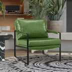 Fauteuil rembourré en similicuir PU moderne avec cadre en acier