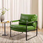 Fauteuil rembourré en similicuir PU moderne avec cadre en acier