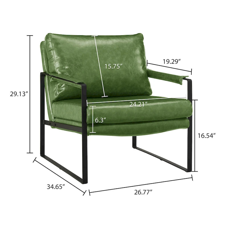 Fauteuil rembourré en similicuir PU moderne avec cadre en acier