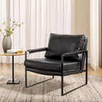 Fauteuil rembourré en similicuir PU moderne avec cadre en acier