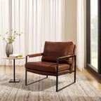 Fauteuil rembourré en similicuir PU moderne avec cadre en acier