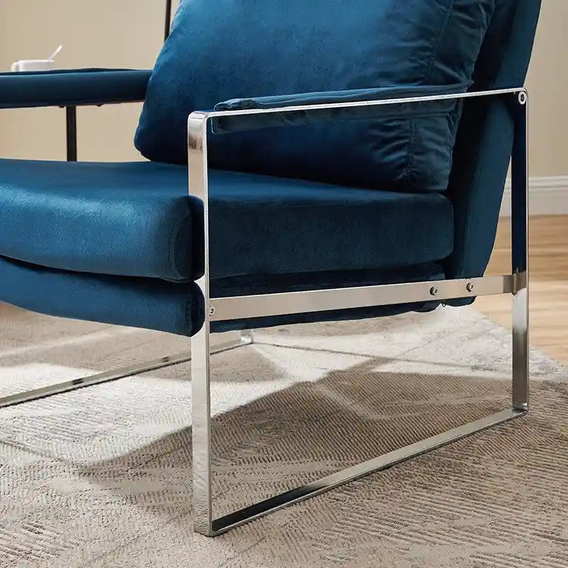 Fauteuil rembourré en similicuir PU moderne avec cadre en acier