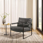 Fauteuil rembourré en similicuir PU moderne avec cadre en acier