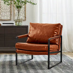 Fauteuil rembourré en similicuir PU moderne avec cadre en acier