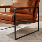 Fauteuil rembourré en similicuir PU moderne avec cadre en acier